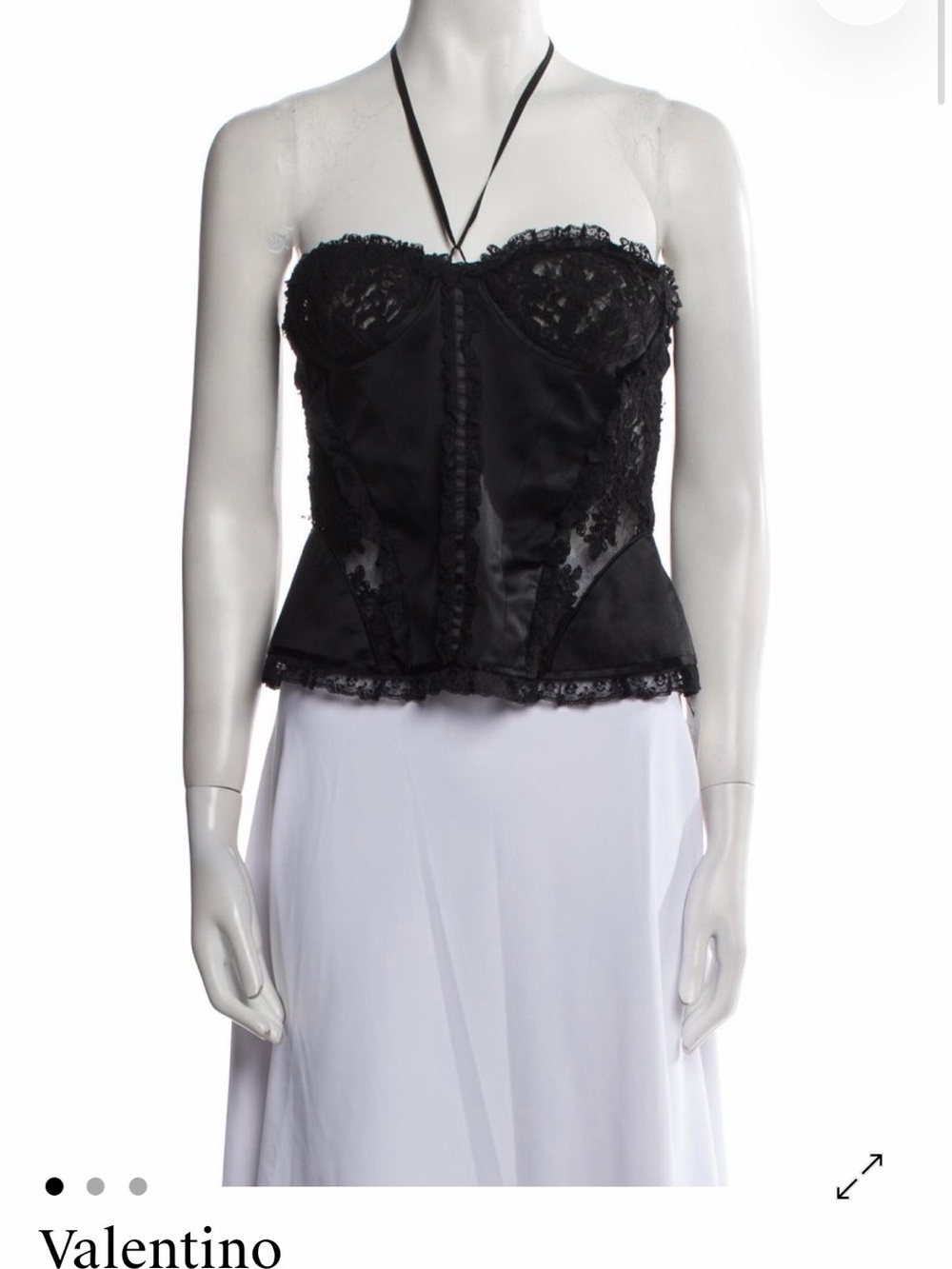 100% Silk Black Lace Corset Top